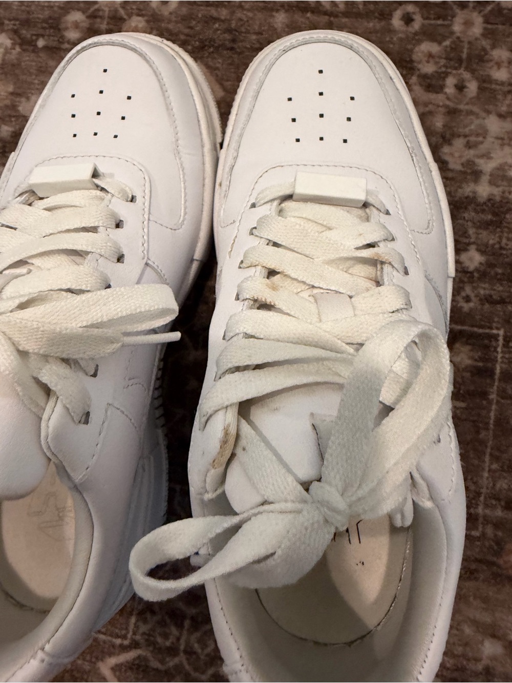 White Women's Leather Sneakers - Classic Low-Top Style - Picture 14 of 16